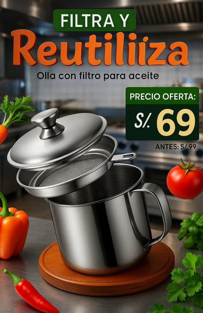 OLLA CON FILTRO PARA ACEITE