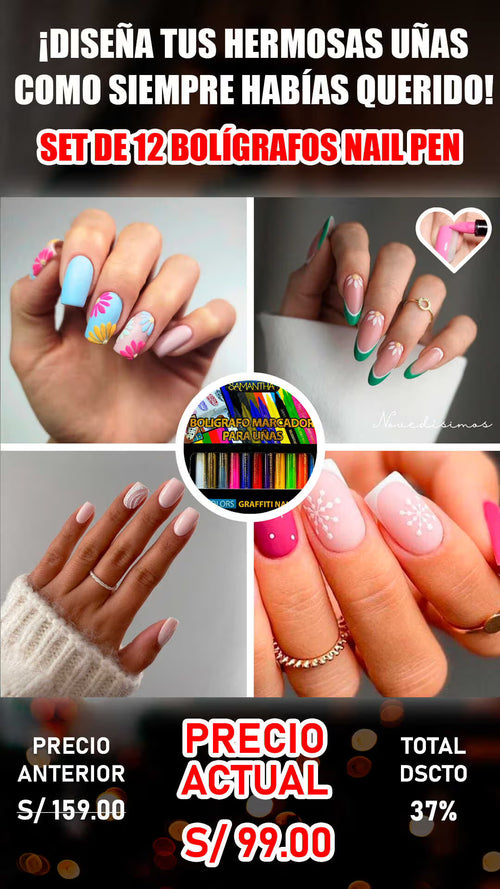 Set de 12 bolígrafos para pintar uñas