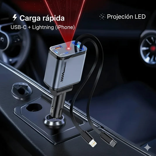 Cargador Super Rápido Retráctil 4 en 1 para tu auto