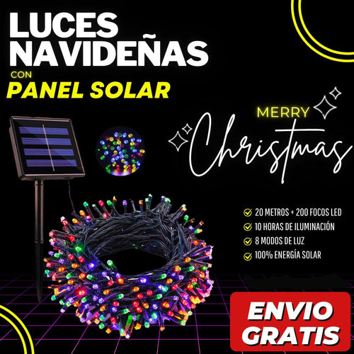 LUCES NAVIDEÑAS MULTICOLO®️ CON PANEL SOLAR 🎅